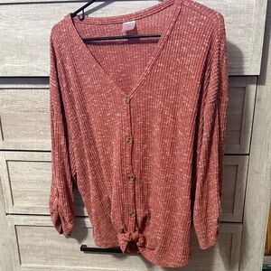 No Boundaries Women's Button-Down Top - Rust